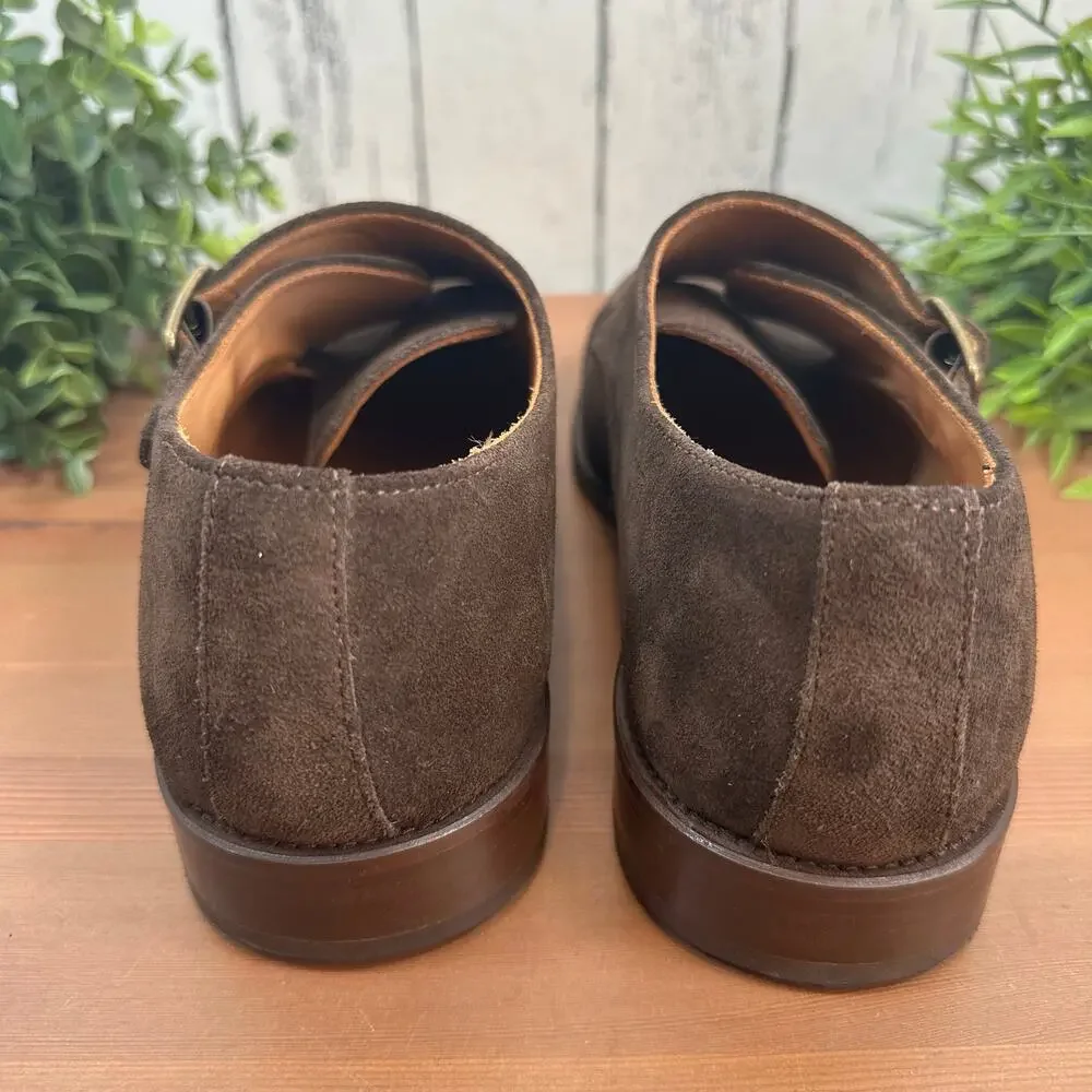 The Shoehorn Men's Brown Suede Leather Monk Oxfords Shoes Size 40